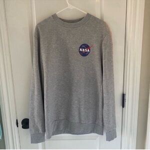 NASA Official Mens Crewneck Gray Fleece Sweatshirt M - Fast